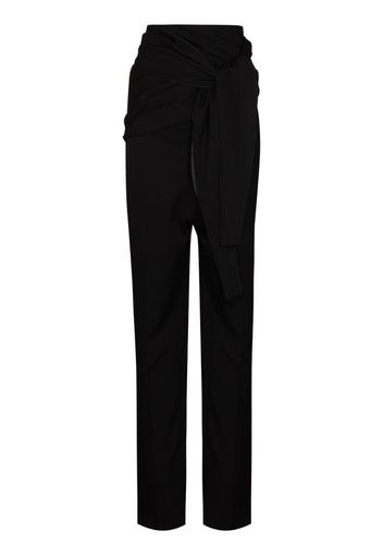 high waist wrap detail tailored trousers