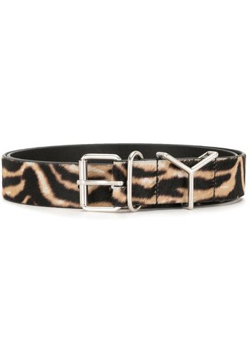 tiger print calf leather belt