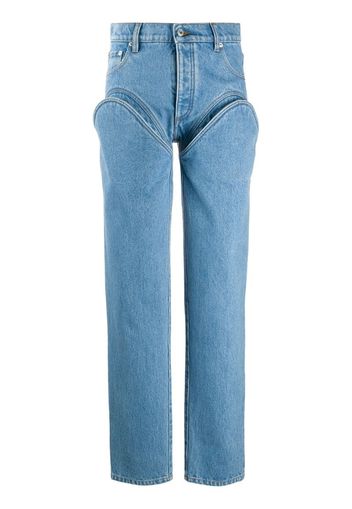 layered straight leg jeans