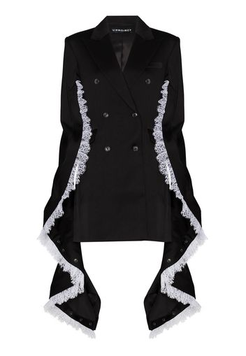 Y/Project lace trim draped sleeves blazer - Nero