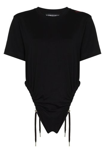 Y/Project ruched-detail crew-neck bodysuit - Nero