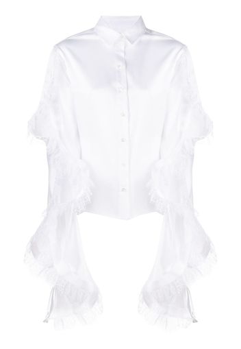 Y/Project oversized lace-trim sleeve shirt - Bianco