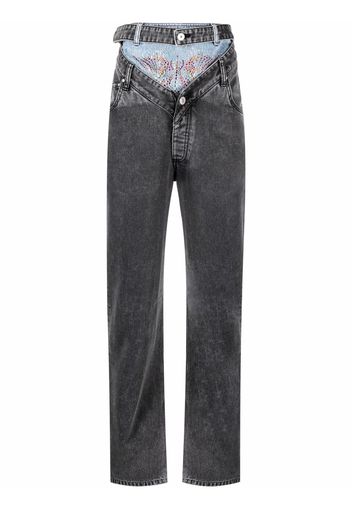 Y/Project Crystal layered straight jeans - Grigio