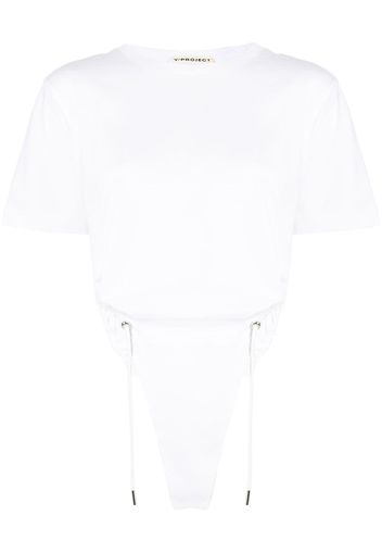 Y/Project ruched asymmetric T-shirt bodysuit - Bianco