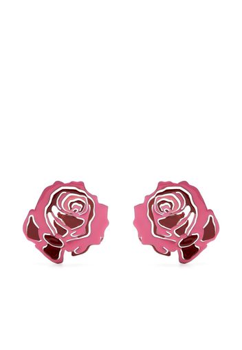 Y/Project cut-out rose earrings - Rosso