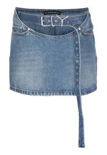 Y/Project belted denim miniskirt - Blu