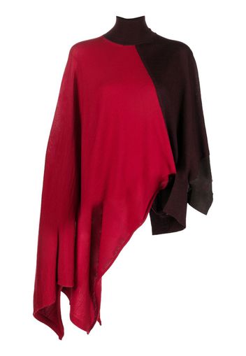 Y's asymmetric colour-block wool jumper - Red