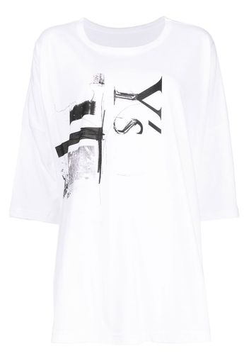 Y's half-sleeves printed T-shirt - Bianco