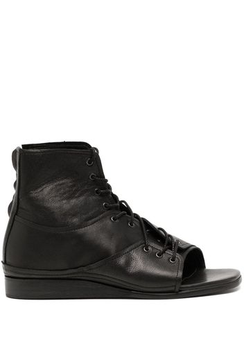 Y's open-toe leather boots - Nero