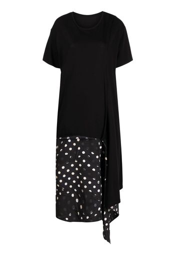 Y's asymmetric polka-dot detailed dress - Nero