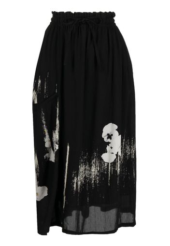 Y's floral-print asymmetric skirt - Nero