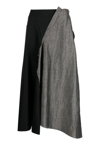 Y's two-tone asymmetric wool skirt - Nero