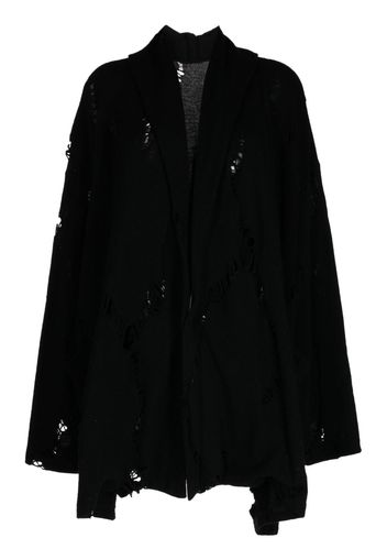 Y's distressed-finish long-sleeve cardigan - Nero