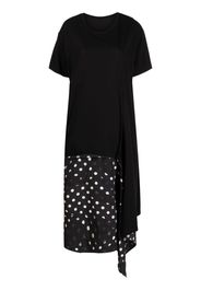 Y's asymmetric polka-dot detailed dress - Nero