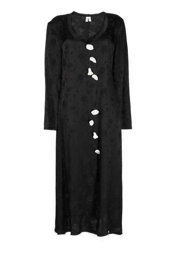 yuhan wang floral-jacquard long-sleeve dress - Nero