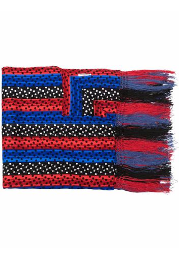 Yves Saint Laurent Pre-Owned 1980s polka dot fringed silk scarf - Nero