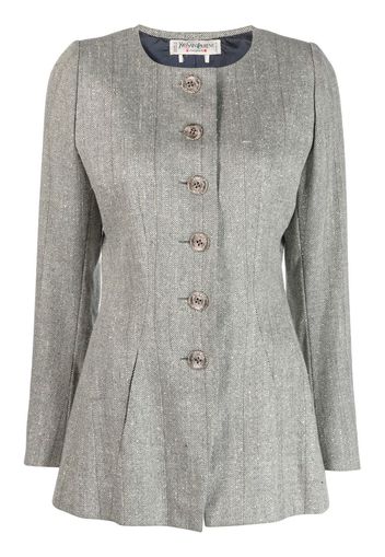 Yves Saint Laurent Pre-Owned woven collarless jacket - Grigio