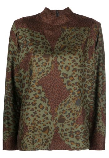 Yves Saint Laurent Pre-Owned Blusa leopardata anni '80 - Verde