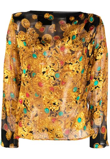 Yves Saint Laurent Pre-Owned Blusa con stampa anni '80 - Oro