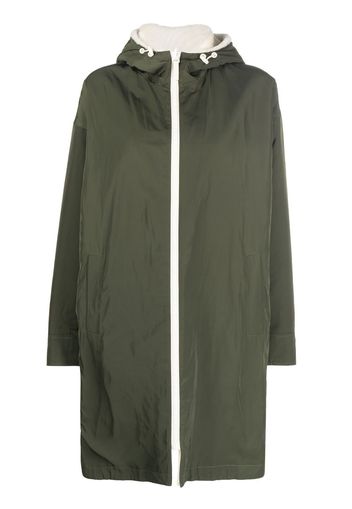 Yves Salomon Army curved-hem hooded coat - Verde