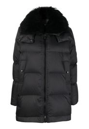 Yves Salomon Army fur-trim hooded puffer coat - Nero