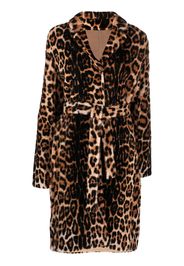 Yves Salomon Army leopard print belted coat - Marrone