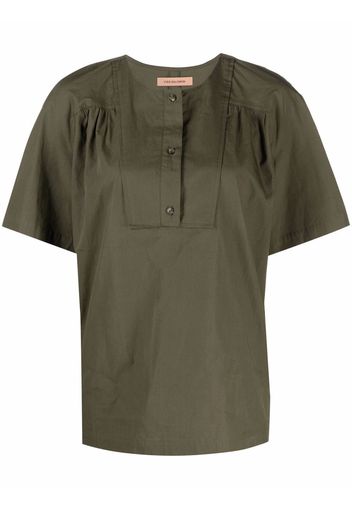 Yves Salomon button-front short-sleeved T-shirt - Verde