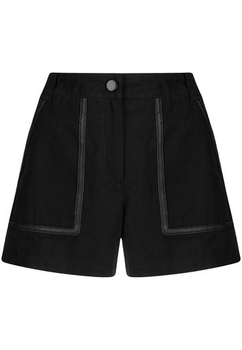 Yves Salomon Shorts a vita alta con bordo in pelle - Nero