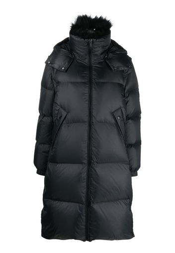 Yves Salomon 7/8 down jacket with vaporous lambswool collar - YS ARMY - Nero