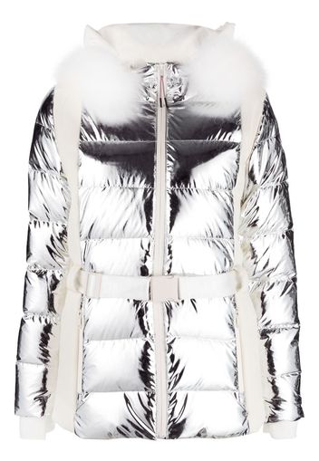 Yves Salomon metallic-effect padded down jacket - Argento