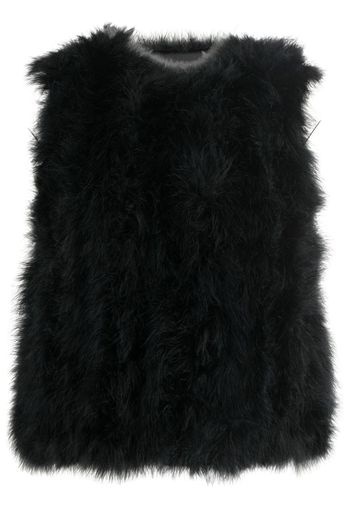 Yves Salomon silk feathered-finish waistcoat - Nero