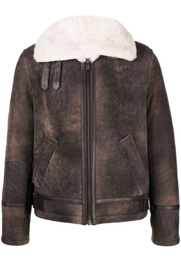 Yves Salomon military-style shearling jacket - Marrone