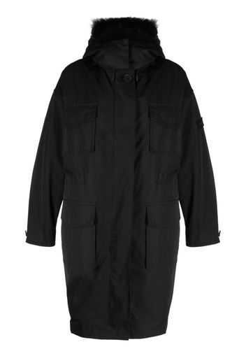 Yves Salomon hooded midi parka - Nero