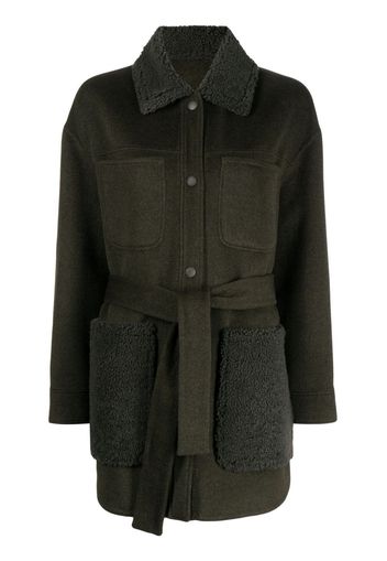 Yves Salomon button-up belted coat - Verde