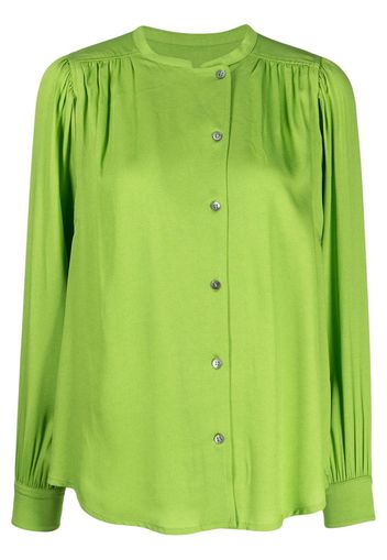 Yves Salomon gathered-detail off-centre blouse - Verde