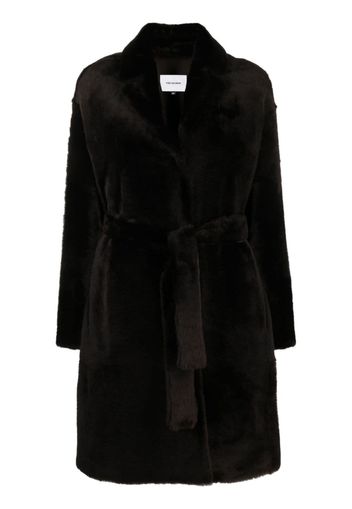 Yves Salomon Cappotto monopetto con cintura - Marrone