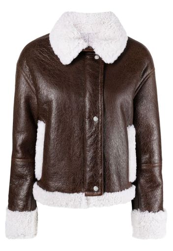 Yves Salomon shearling-trim leather jacket - Marrone