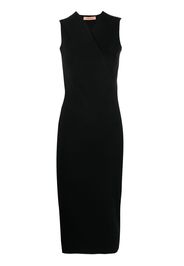 Yves Salomon wrapped V-neck midi dress - Nero