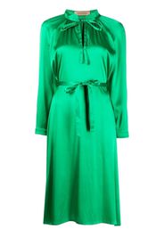 Yves Salomon satin-finish tied-waist dress - Verde