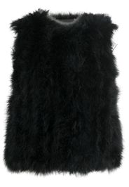 Yves Salomon silk feathered-finish waistcoat - Nero