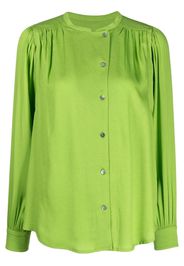 Yves Salomon gathered-detail off-centre blouse - Verde