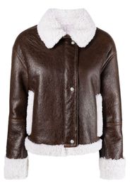 Yves Salomon shearling-trim leather jacket - Marrone