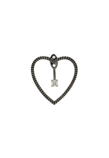 Orecchino Heart in oro nero 18kt e diamanti