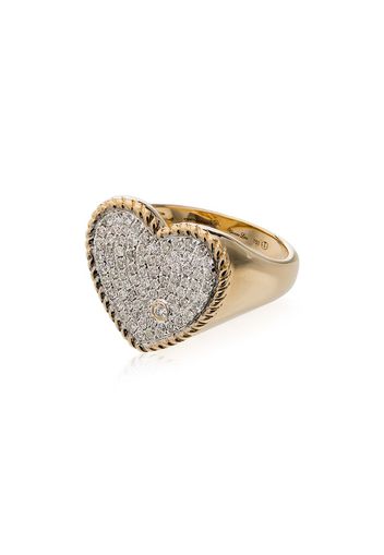 Anello a cuore con pavé di diamanti in oro 18kt