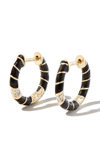 Yvonne Léon 9kt yellow gold enamel diamond hoop earrings - Oro