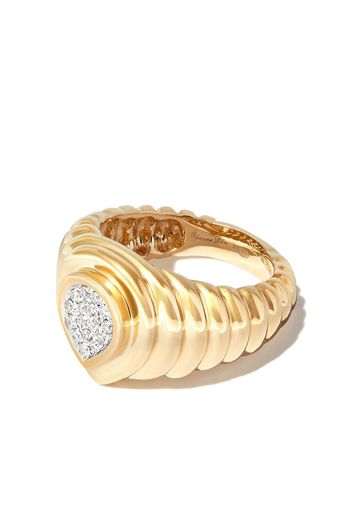 Yvonne Léon 9kt yellow gold pear pave diamond signet ring - Oro