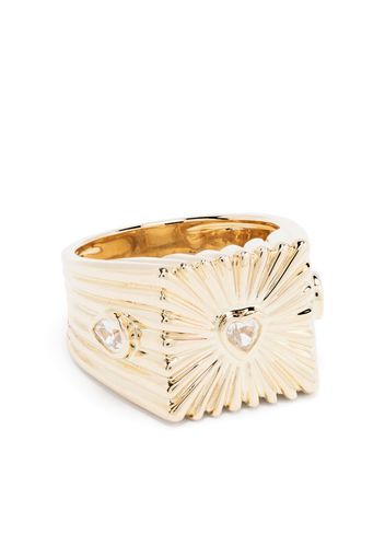 Yvonne Léon 9kt yellow gold white sapphire signet ring - Oro