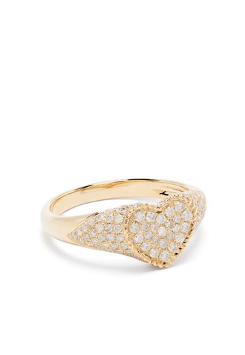 Yvonne Léon 9kt yellow gold Baby Chevalier Coeur diamond signet ring - Oro