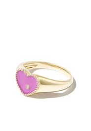 Yvonne Léon 9kt yellow gold enamel diamond heart signet ring - YELLOW GOLD PURPLE