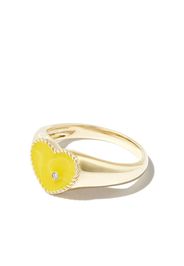 Yvonne Léon 9kt yellow gold enamel diamond heart signet ring - YELLOW GOLD YELLOW